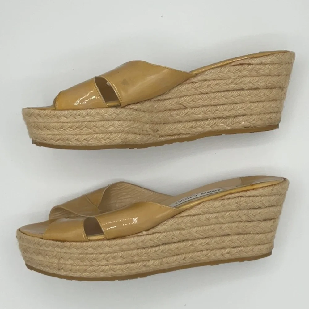 Jimmy Choo Paisley Criss Cross patent leather wedge